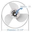 13 1/4" x 17" RH 3 Blade Propeller 6E5-45945-01-EL for Yamaha 50 60 70 75 80 85 90 100 115 130HP Gearcase Boat Engine