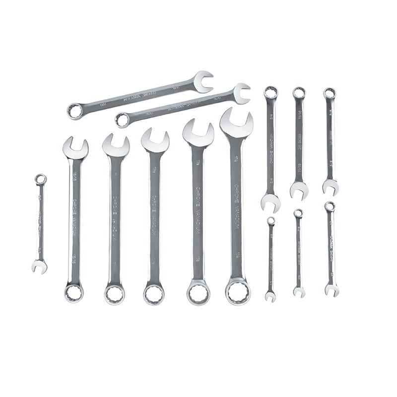 14 Pieces SAE Combination Wrench Set (3/8" to 1-1/4") with Roll-Up Storage Pouch