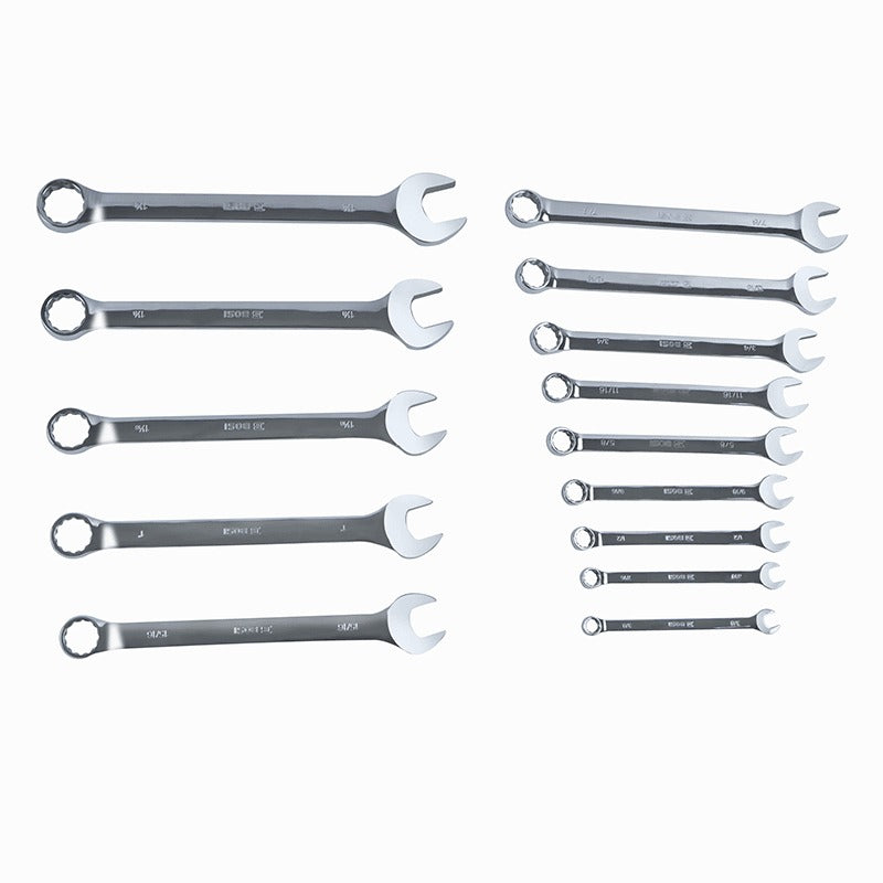 14 Pieces SAE Combination Wrench Set (3/8" to 1-1/4") with Roll-Up Storage Pouch