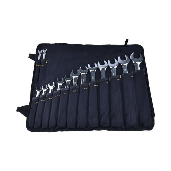 14 Pieces SAE Combination Wrench Set (3/8" to 1-1/4") with Roll-Up Storage Pouch