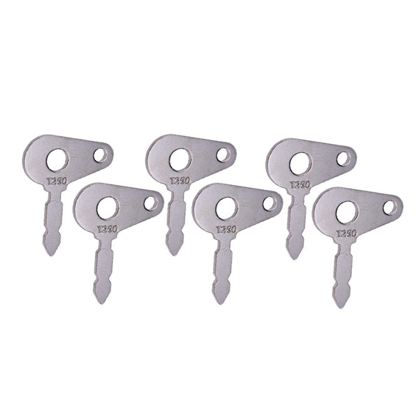 6 Pcs Ignition Key T250 ELI80-0139 for Lucas Massey Ferguson Benford JCB Ford Lucas Mahindra Landini Tractor Sky Trak Telehandler