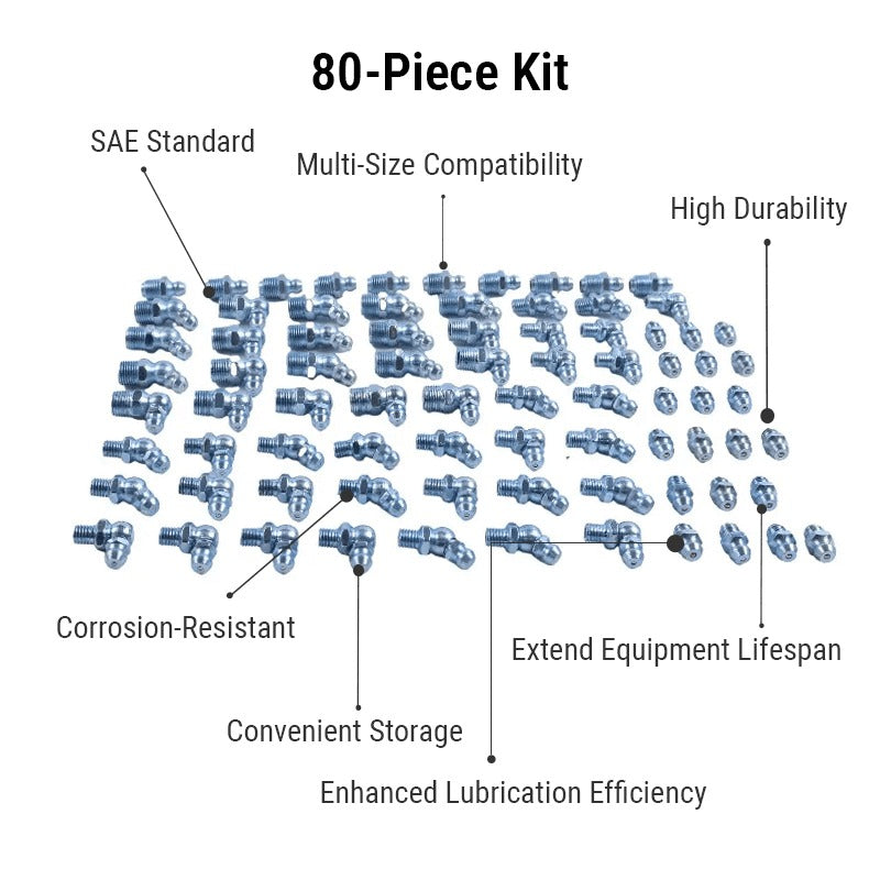 80 Pieces SAE Grease Fitting Kit 77700-06282 for Kubota Agricultural Construction Automotive Recreational Use
