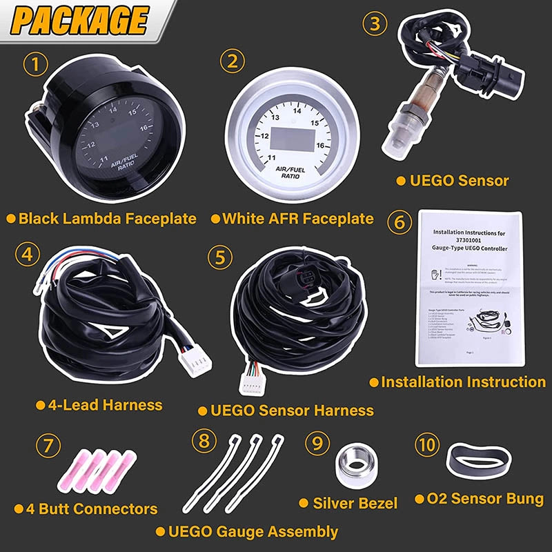 30-4110 Wideband Gauge Controller AFR O2 Air Fuel Ratio 2 1/16" 52mm with 4.9 LSU Sensor