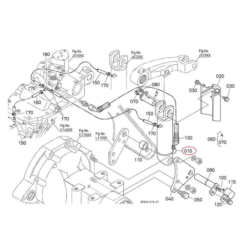 Cylinder Assembly YW333-00103 for Kubota Tractor M5040DT M5040F M5040HD M5140DT M5140F M6040DH M7040DH M7040F M7040HD