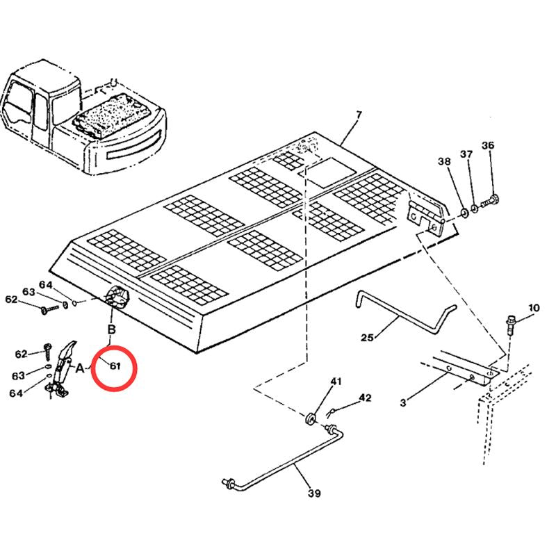 Hood Latch 4429045 for John Deere Excavator 110 120 210G 230LC 270CLC 70D 590D