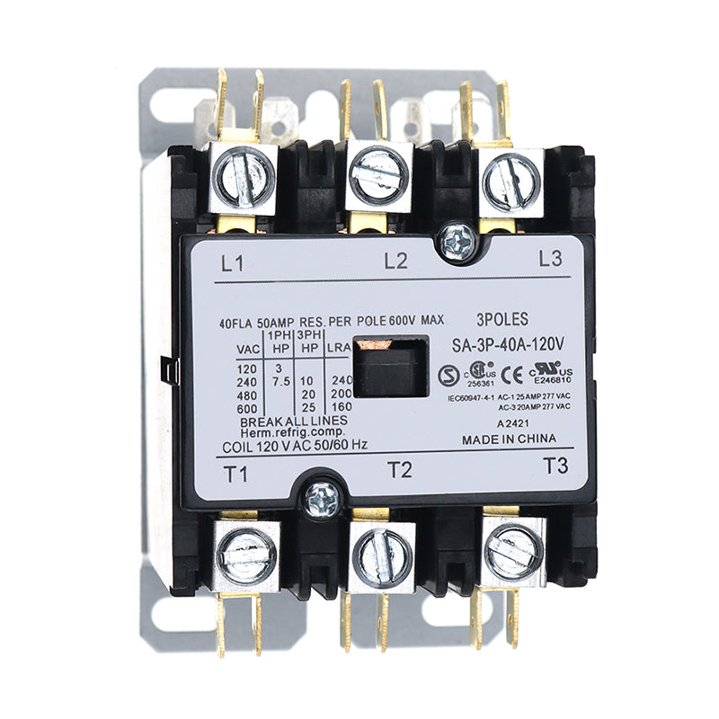 SA-3P-40A-120V Definite Purpose Contactor 3Poles 40FLA 120V AC Coil