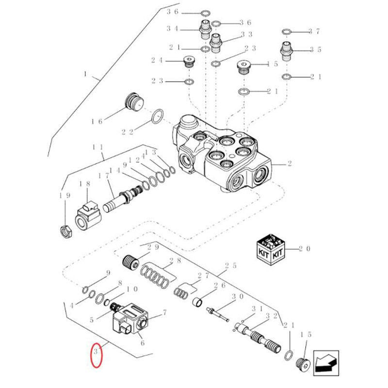 Solenoid Valve Assembly 349295A1 87775511 for CASE Tractor CX100 CX50 CX70 CX90 Combine 960 7010 7230 8010 8230 9010