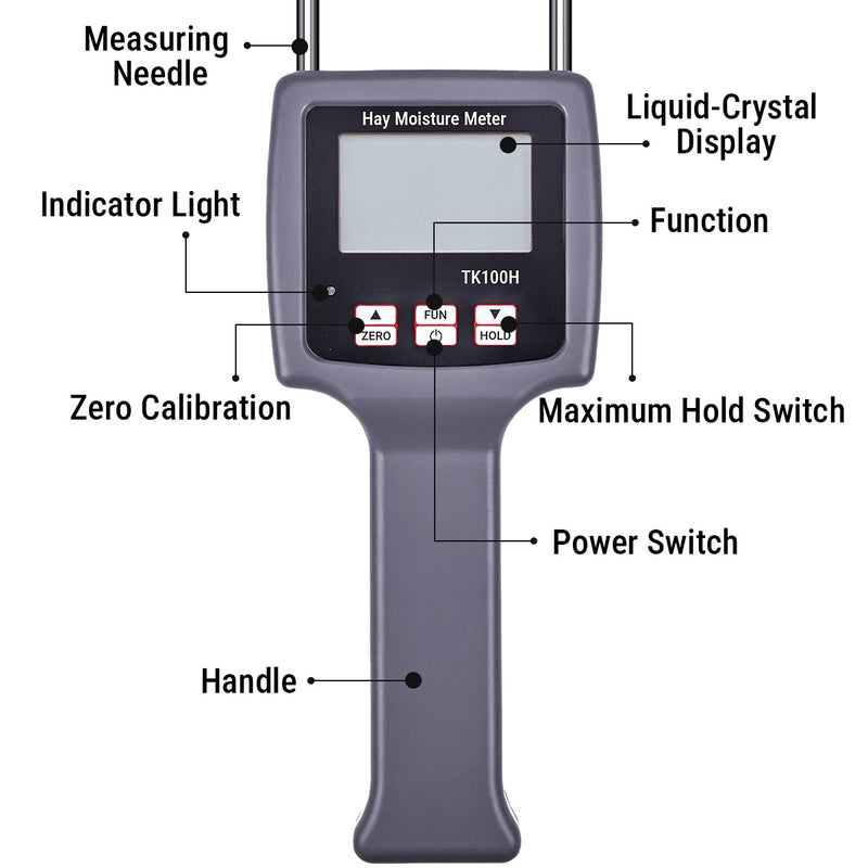 TK100H Portable Hay Moisture Meter High-Precision Moisture Tester with Integrated Probe for Accurate Forage Monitoring and Spoilage Prevention