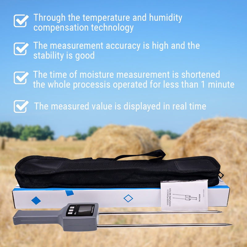 TK100H Portable Hay Moisture Meter High-Precision Moisture Tester with Integrated Probe for Accurate Forage Monitoring and Spoilage Prevention