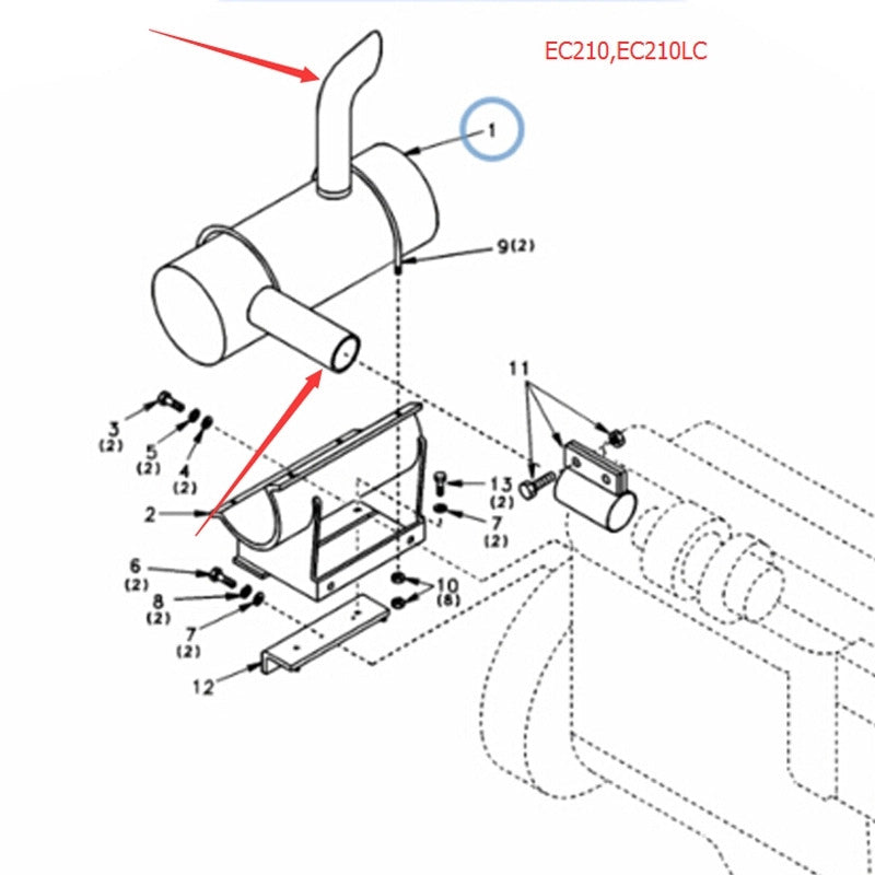 Muffler Silencer SA1114-00350 for Volvo Excavator EW170 EC210 EC210LC