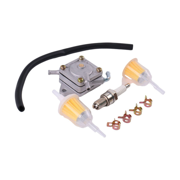 Gas Golf Cart Fuel Pump with Fuel Filter Fuel Line Spark Plug Tune Up kit 1014523 for Club Car DS Precedent 1984-Up Kawasaki Engine 290FE 350FE