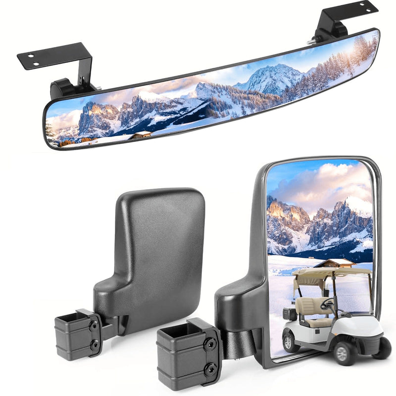 Golf Cart 180 Degree Rotation &amp; Foldable-HD Shatterproof Glass Mirror for E-Z-GO Yamaha Club Car
