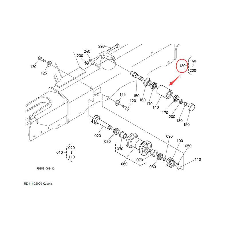 Top Roller RD411-22900 for Kubota Excavator KX040-4 KX057-4 KX057-5 KX121-3 KX161-3 U45-3 U45S U55 U55-4 U55-5