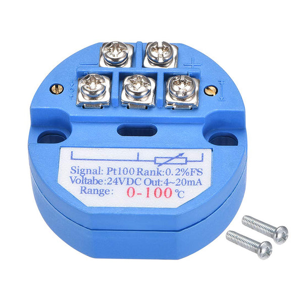 0 ~ +100℃ OUT 4-20mA Power 24VDC PT100 Temperature Transmitter Sensor