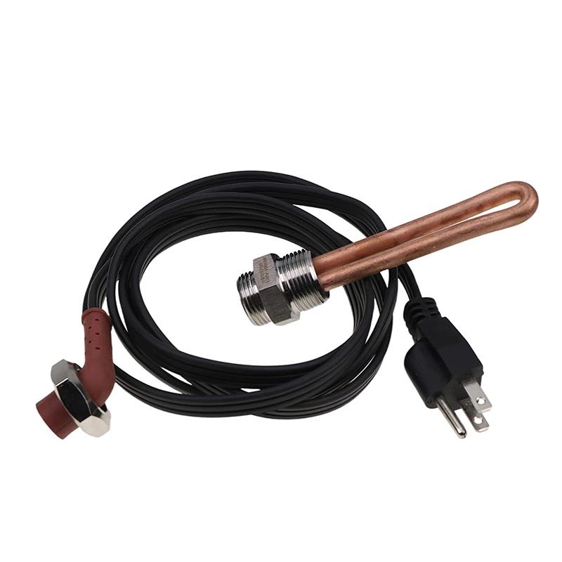 120V 1000W 3/4"NPT Engine Block Heater Assembly 1214R 30307 LR93521 3500043 for Ford Caterpillar Hino Mack Mercury Nissan Lincoln International Detroit