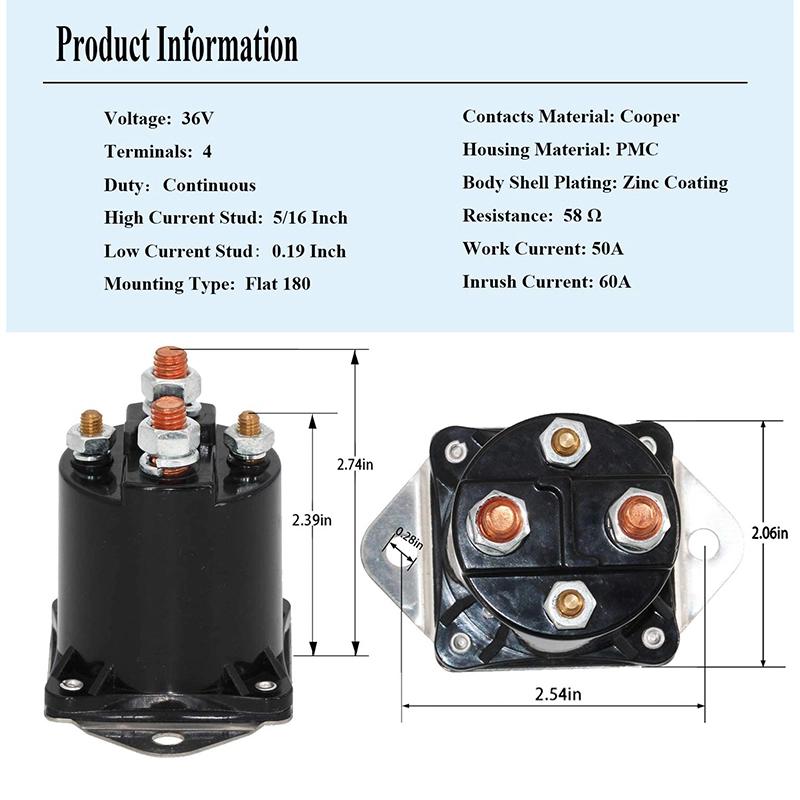36 Volt Golf Cart Solenoid Relay 1976-1998 for Mercury Mariner 6-200HP Outboard Motor