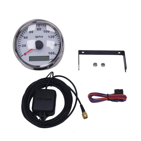 85mm GPS Speedometer Waterproof 160 MPH Speed Meter Gauge for Boat Car Truck Motorcycle Marine GPS Odometer Gauge with Red Backlight 9-32V