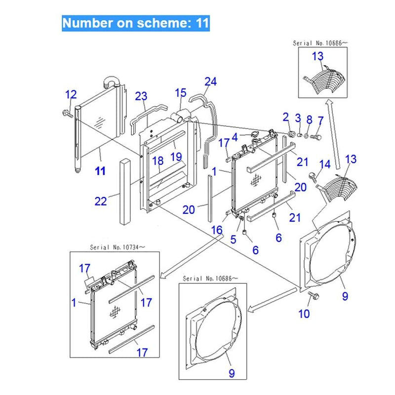 Hydraulic Oil Cooler 20T-03-81211 for Komatsu Excavator PC30R-8 PC35R-8 PC40R-8 PC45R-8