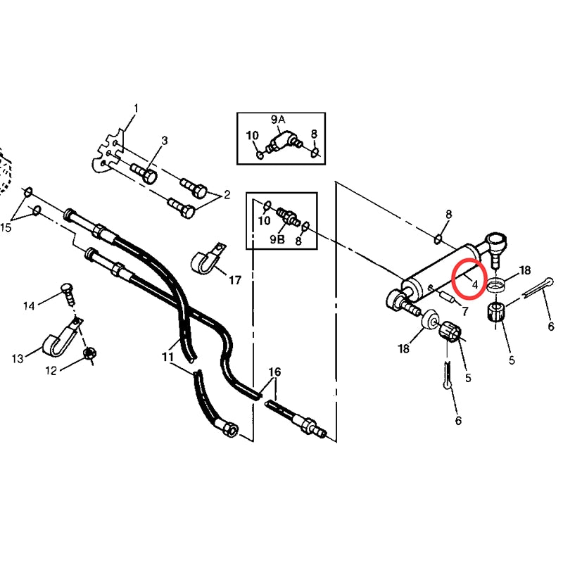 Hydraulic Cylinder AM118796 for John Deere Tractor 415 425 445C 455B
