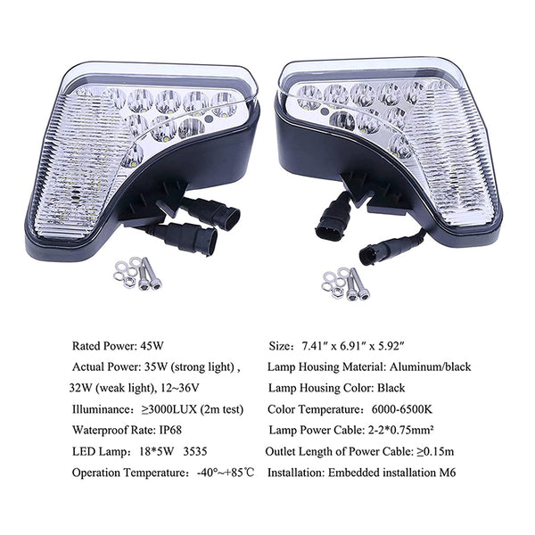 LED Headlight Kit 7251341 7251340 for Bobcat Loader S450 S510 S530 S550 S570 S590 S595 S630 S650 S740 S750 S770 S850