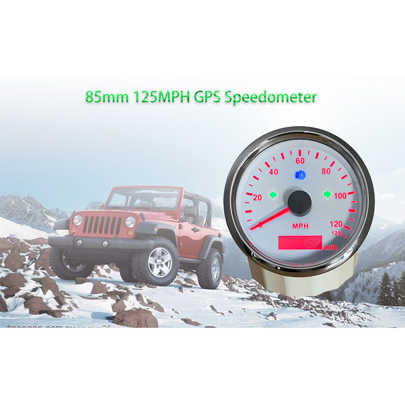 Universal GPS Speedometer 125MPH Odometer Adjustable for Boat Car Truck Motorcycle 3 3/8 12V 24V with Backlight